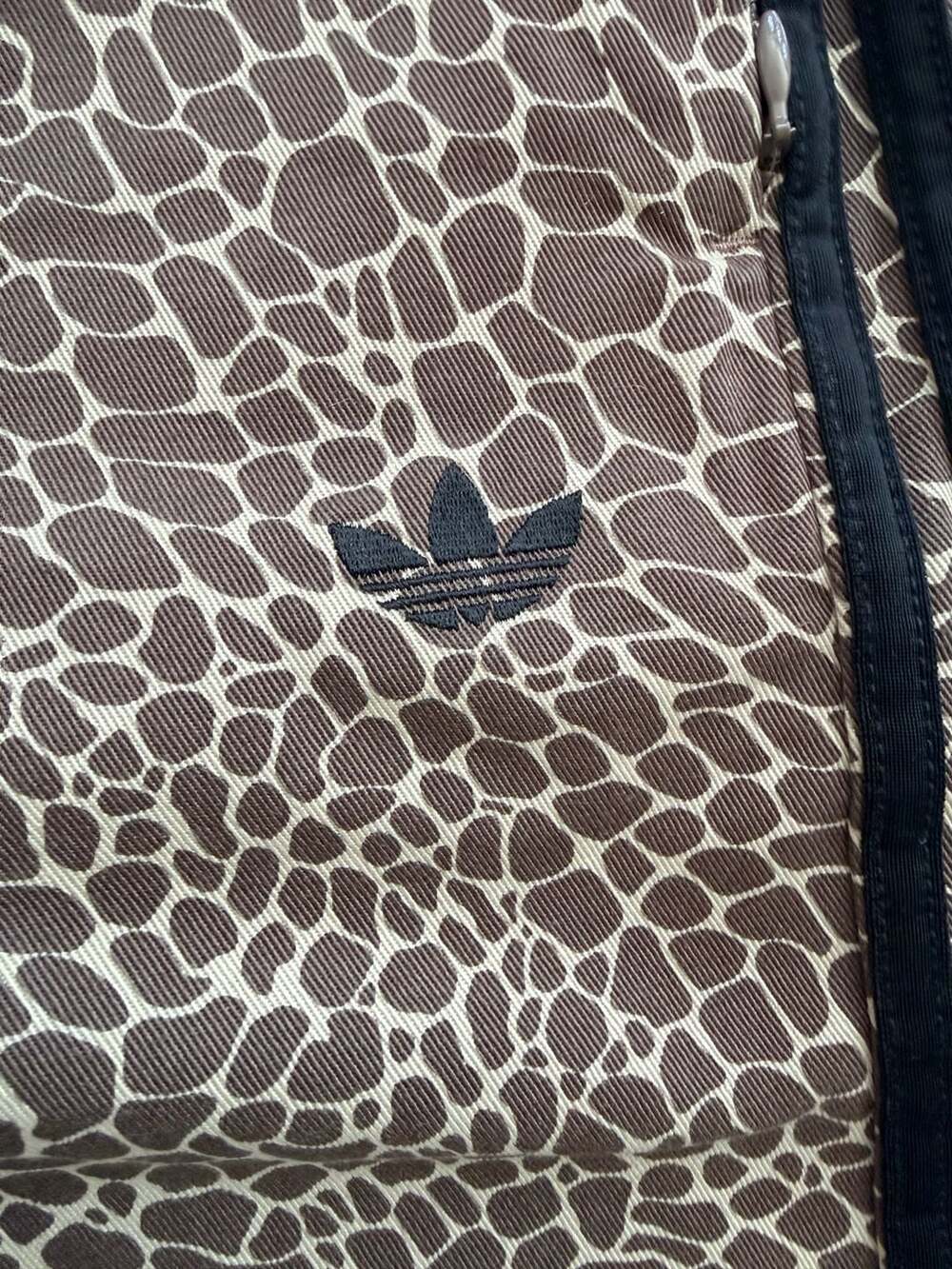 adidas Firebird Oversized AOP Denim Pants in Giraffe Print - Picture 4 of 5